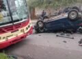 Fuerte siniestro vial en el Norte entre un colectivo y un automóvil