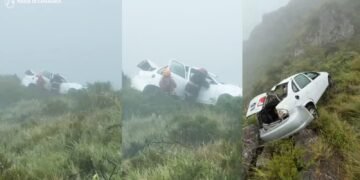 VOLCÓ UN AUTOMÓVIL EN LA CUESTA EL PORTEZUELO