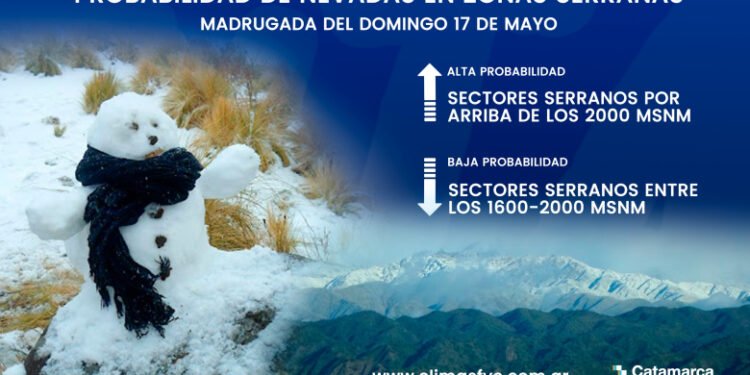 ❄️ AUMENTA LA PROBABILIDAD DE NEVADAS EN SECTORES SERRANOS DE CATAMARCA
