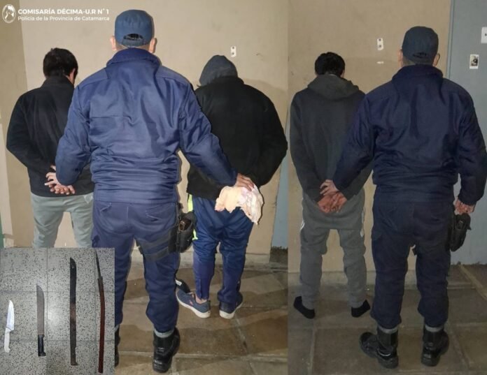 Tres detenidos y cuatro armas blancas secuestradas tras un ataque en el loteo Sussex