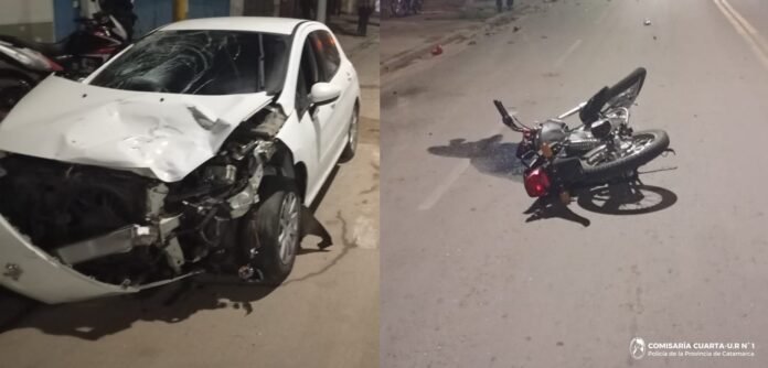 Un motociclista resultó herido tras un choque con un automóvil en la Capital
